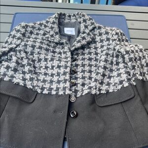 Moschino Black and Gray Houndstooth Cape Jacket size small